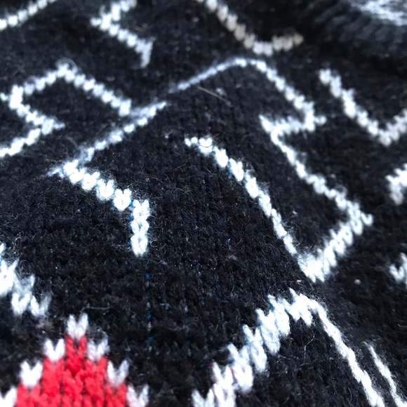 🎃VINTAGE | Geometric Patterned Black Colorful Funky Cosby Sweater Large - Picture 4 of 5